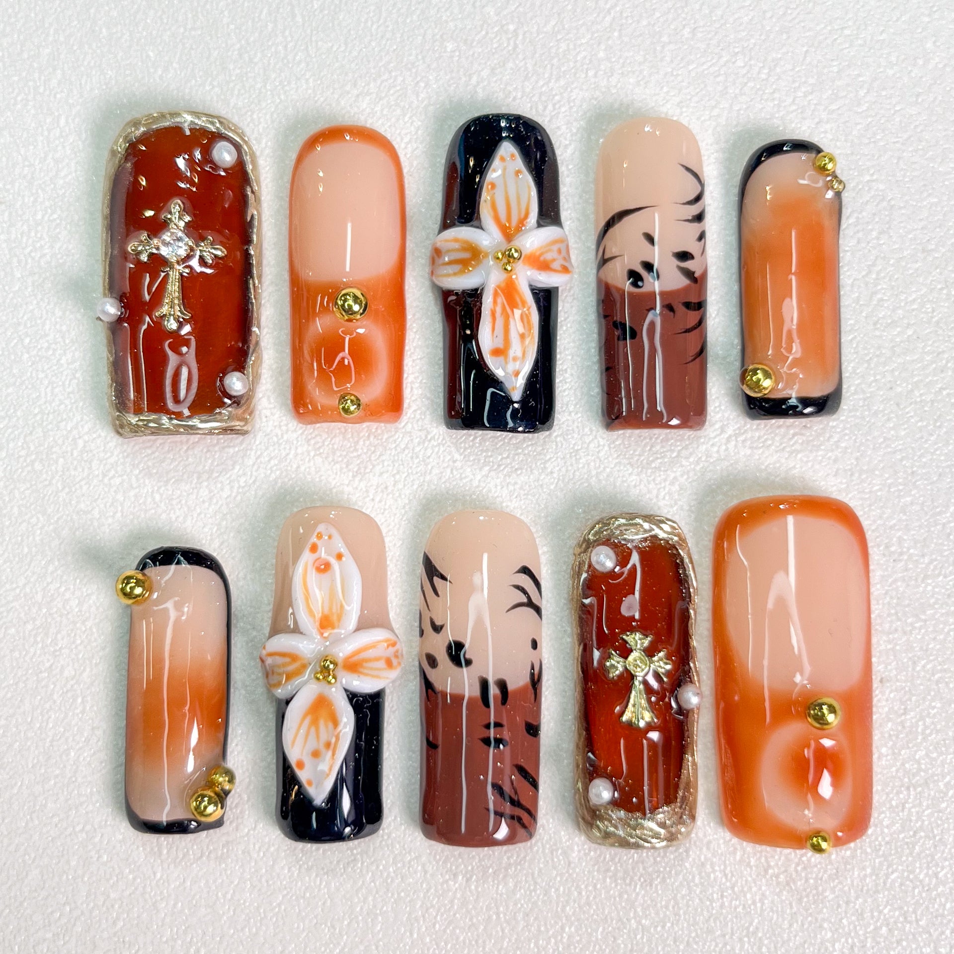 Autumn Cross Orchid Nails