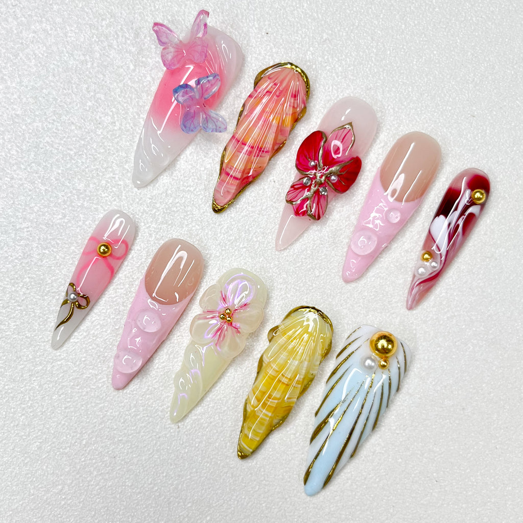 Pink Shell Butterfly Nails