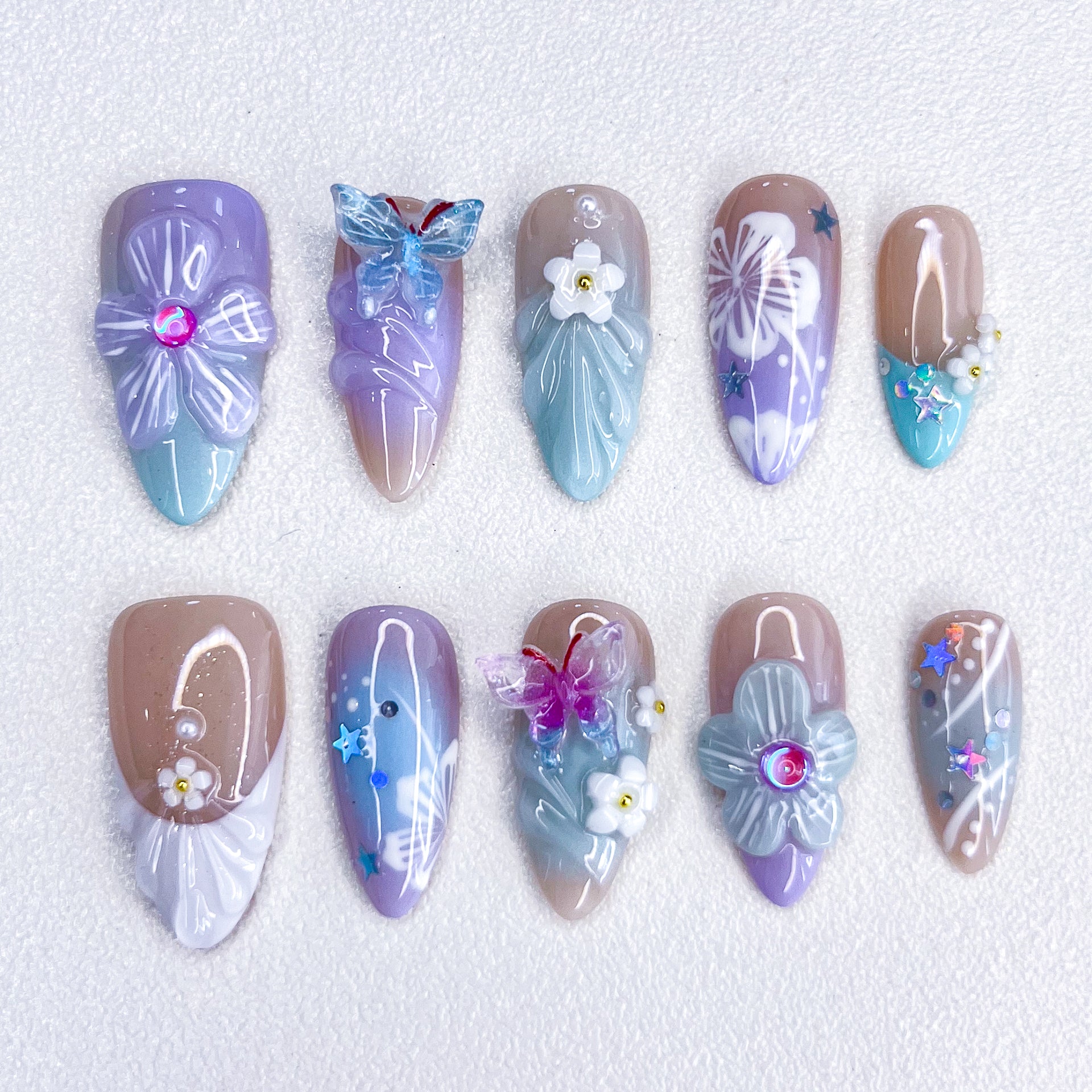 Lavender Butterfly Nails