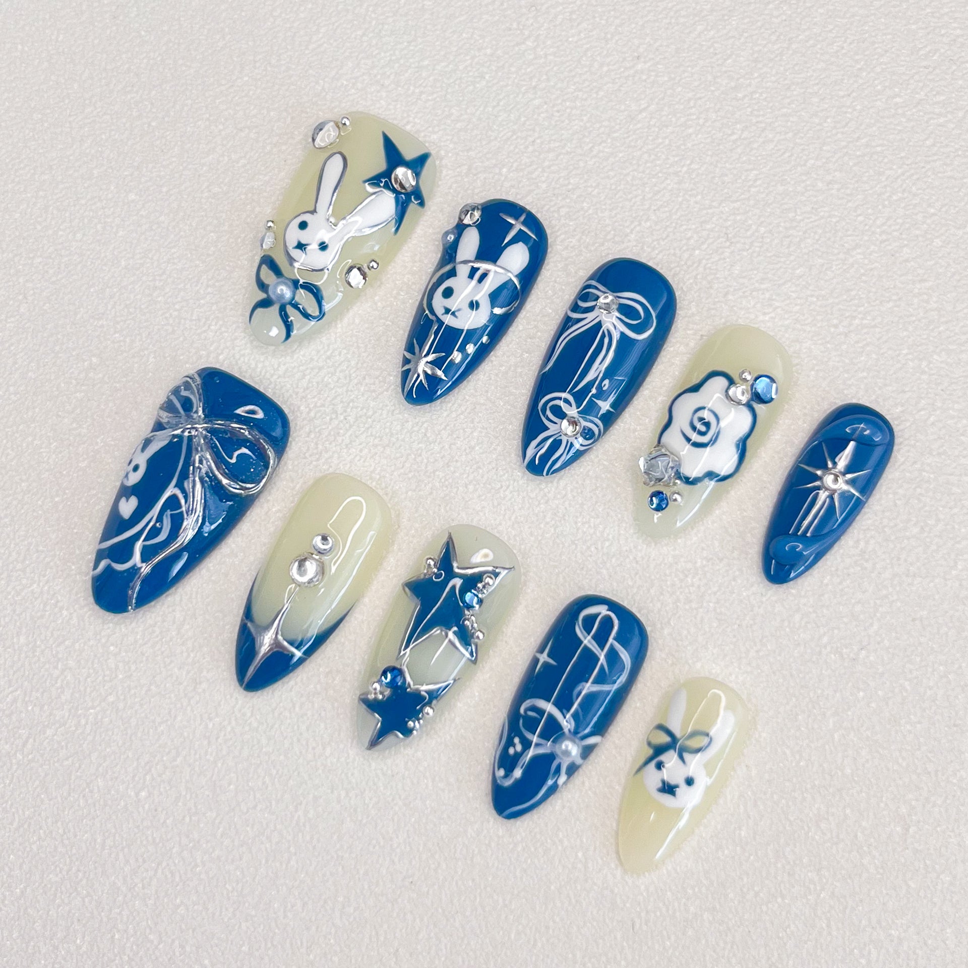 Blue Bunny Coquette Nails