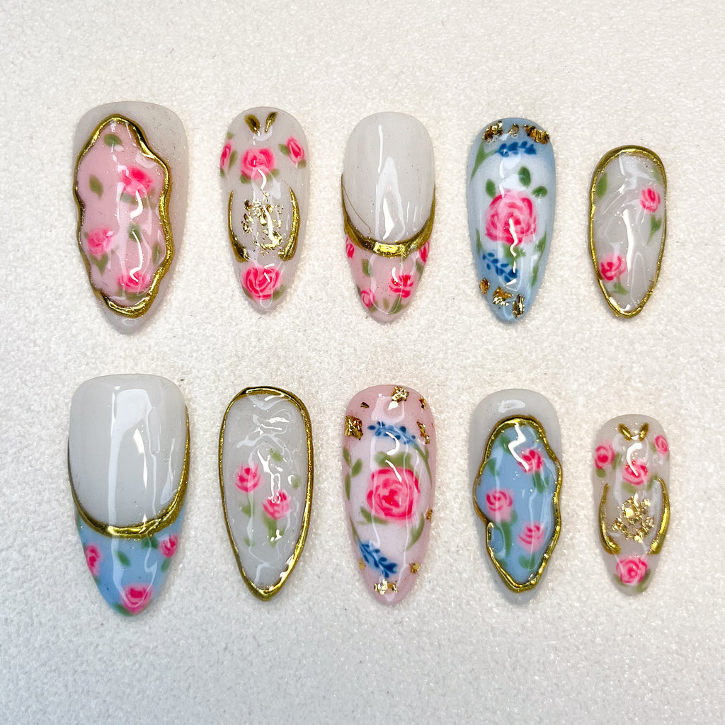 Vintage Rose Cameo Nails