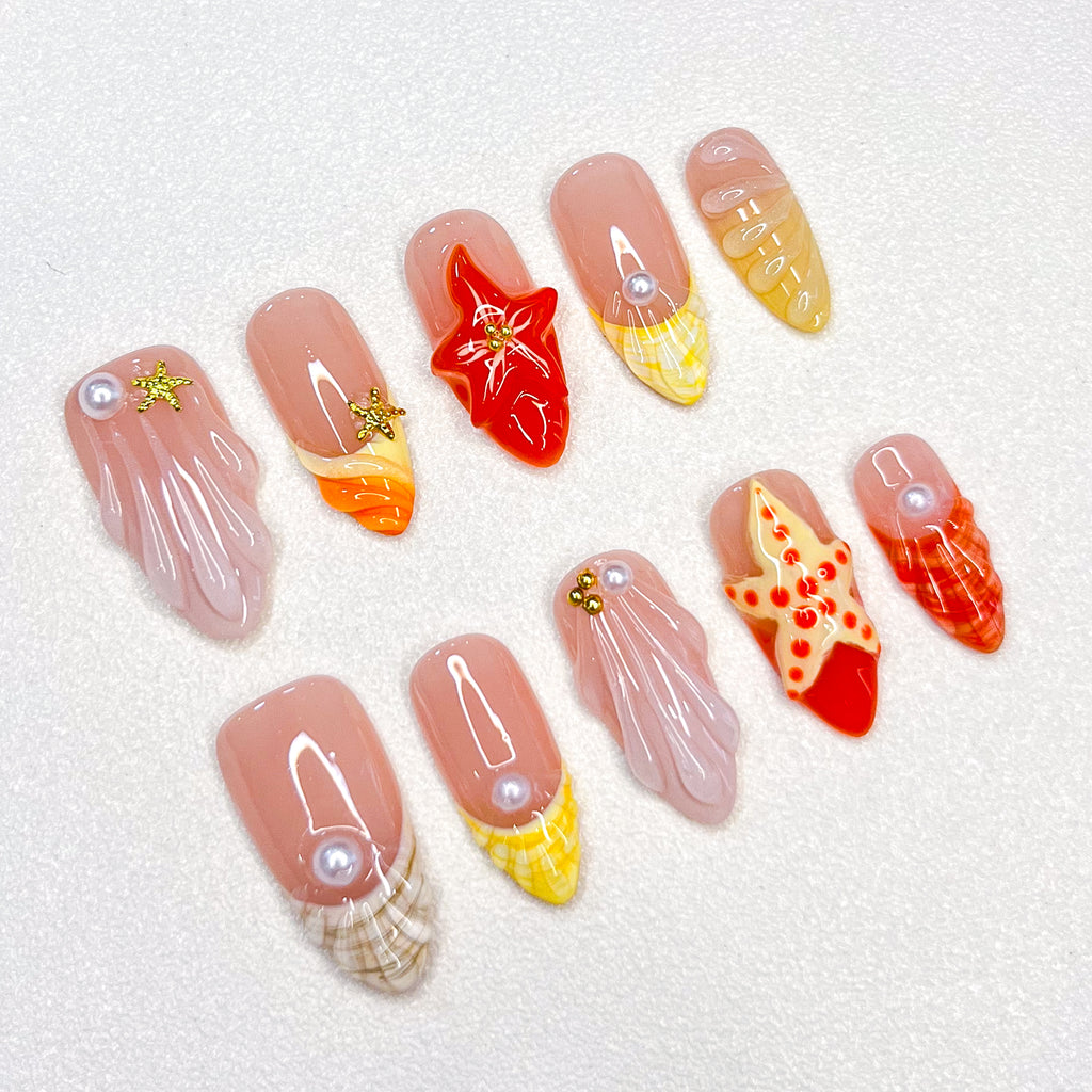 Sunset Starfish Nails