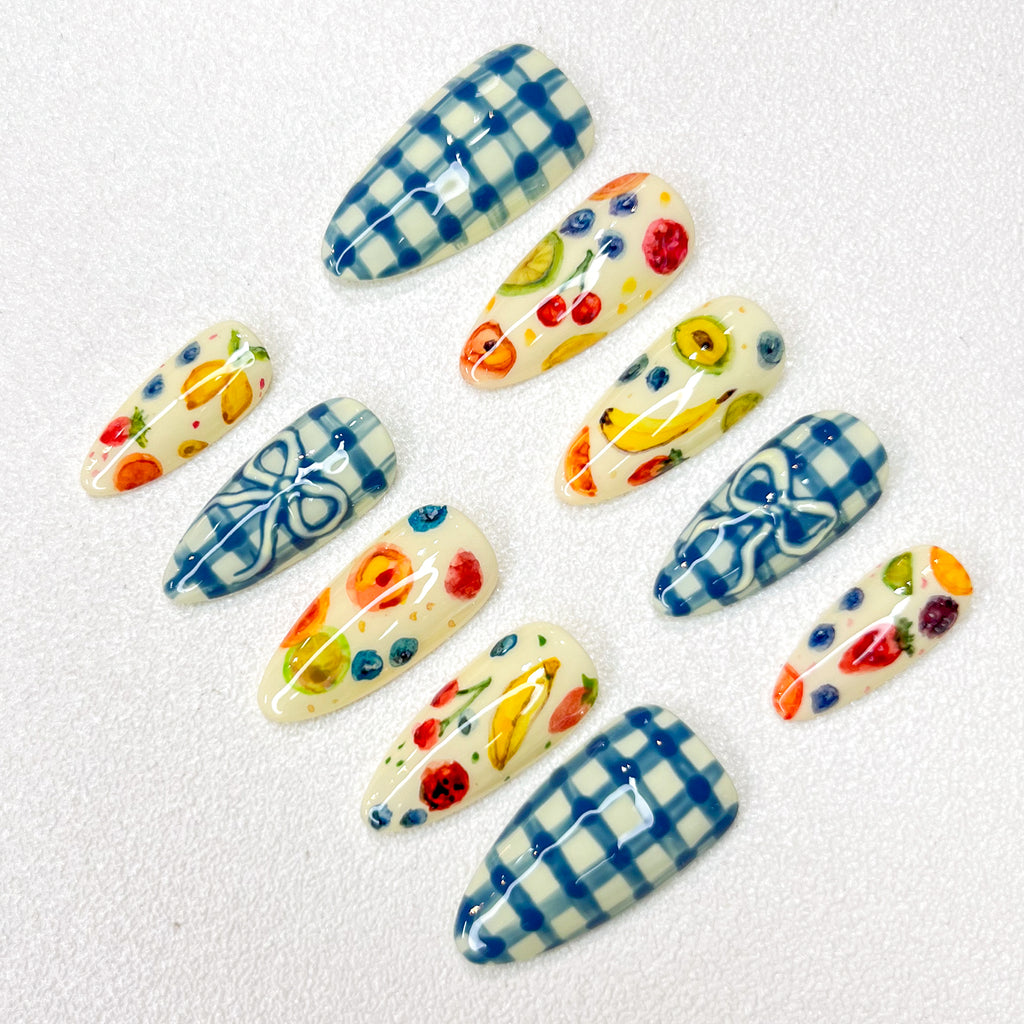 Picnic Fruit Gingham Nails