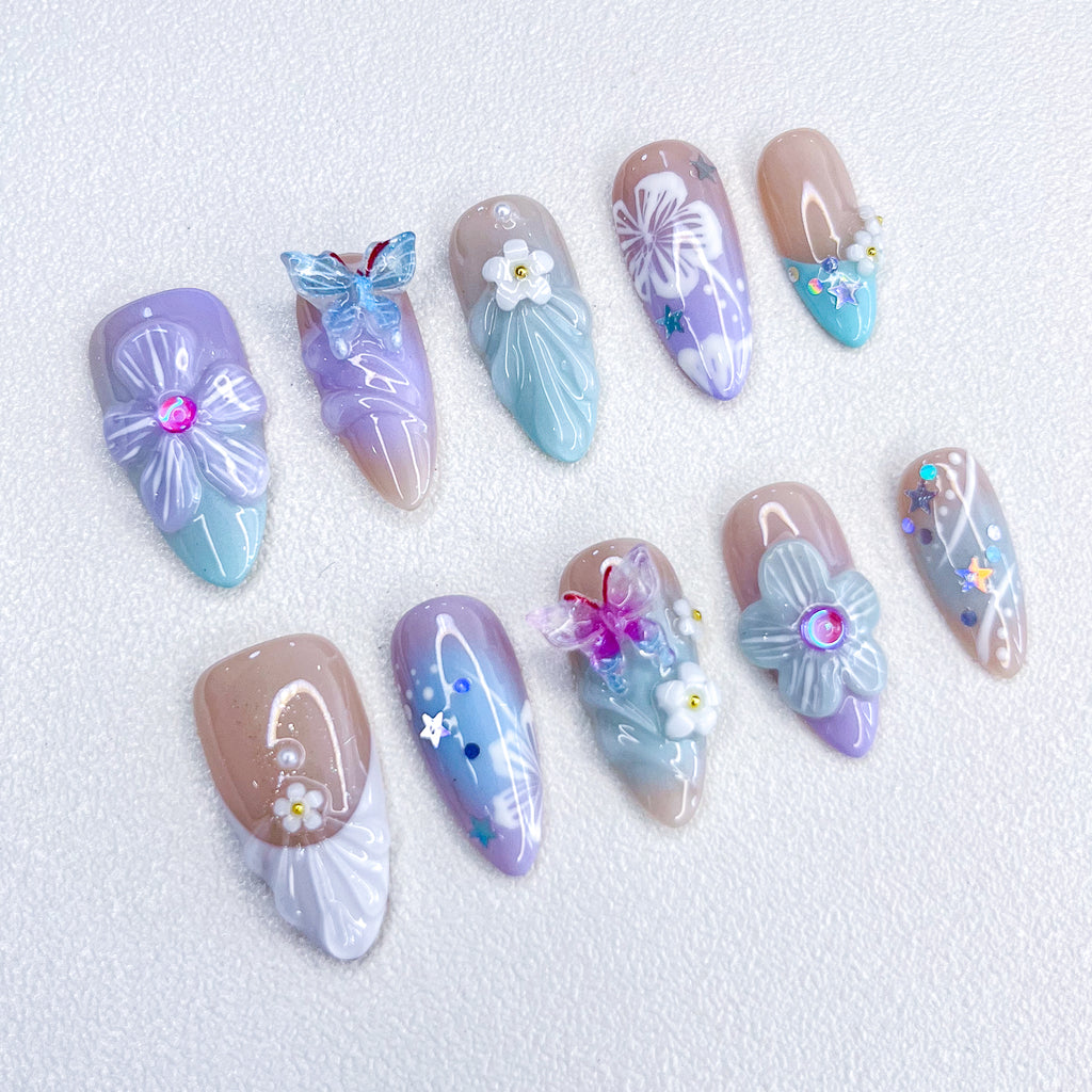 Lavender Butterfly Nails