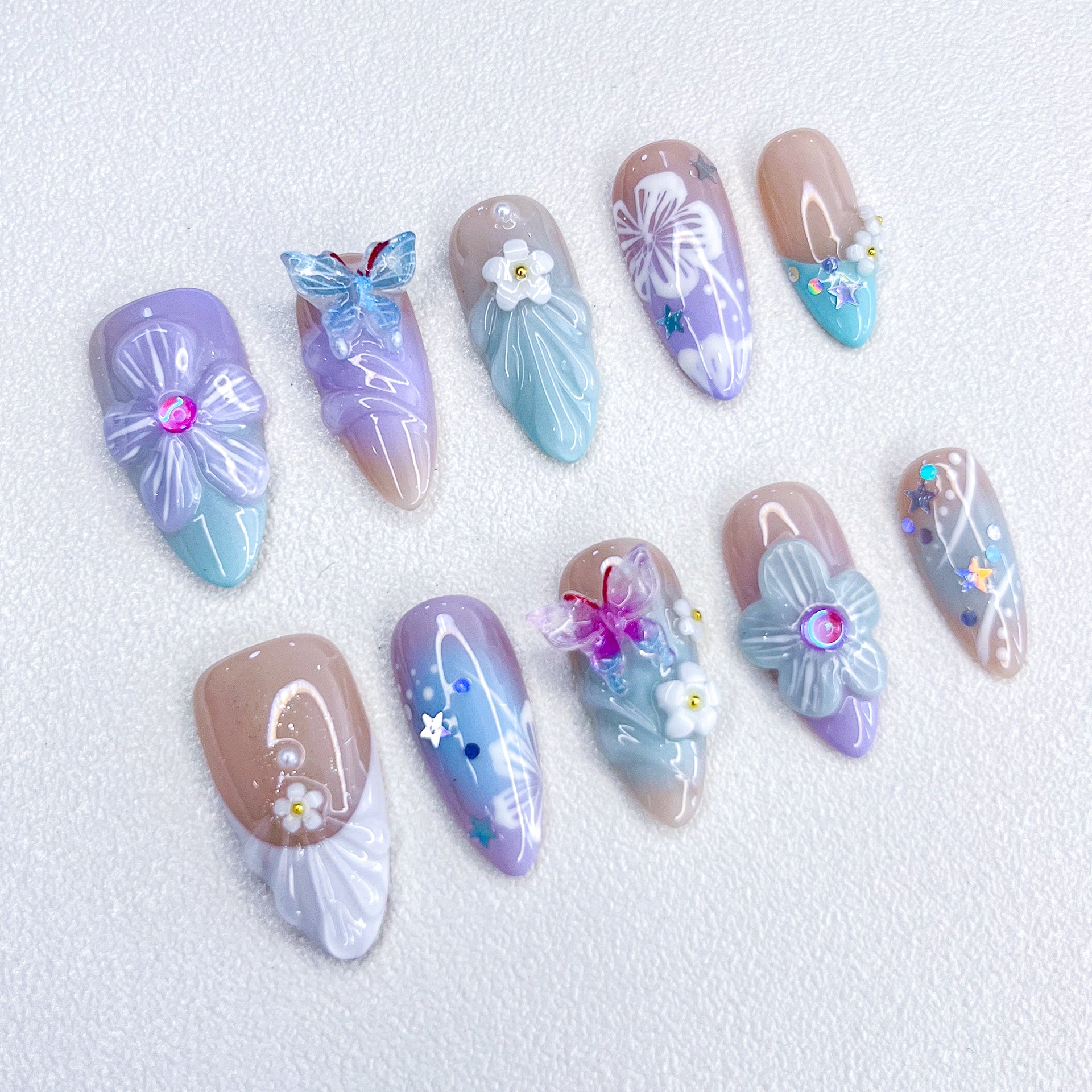 Lavender Butterfly Nails