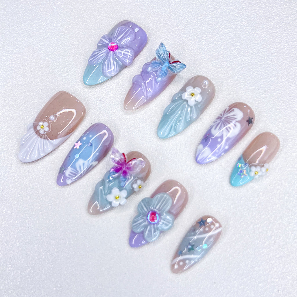 Lavender Butterfly Nails
