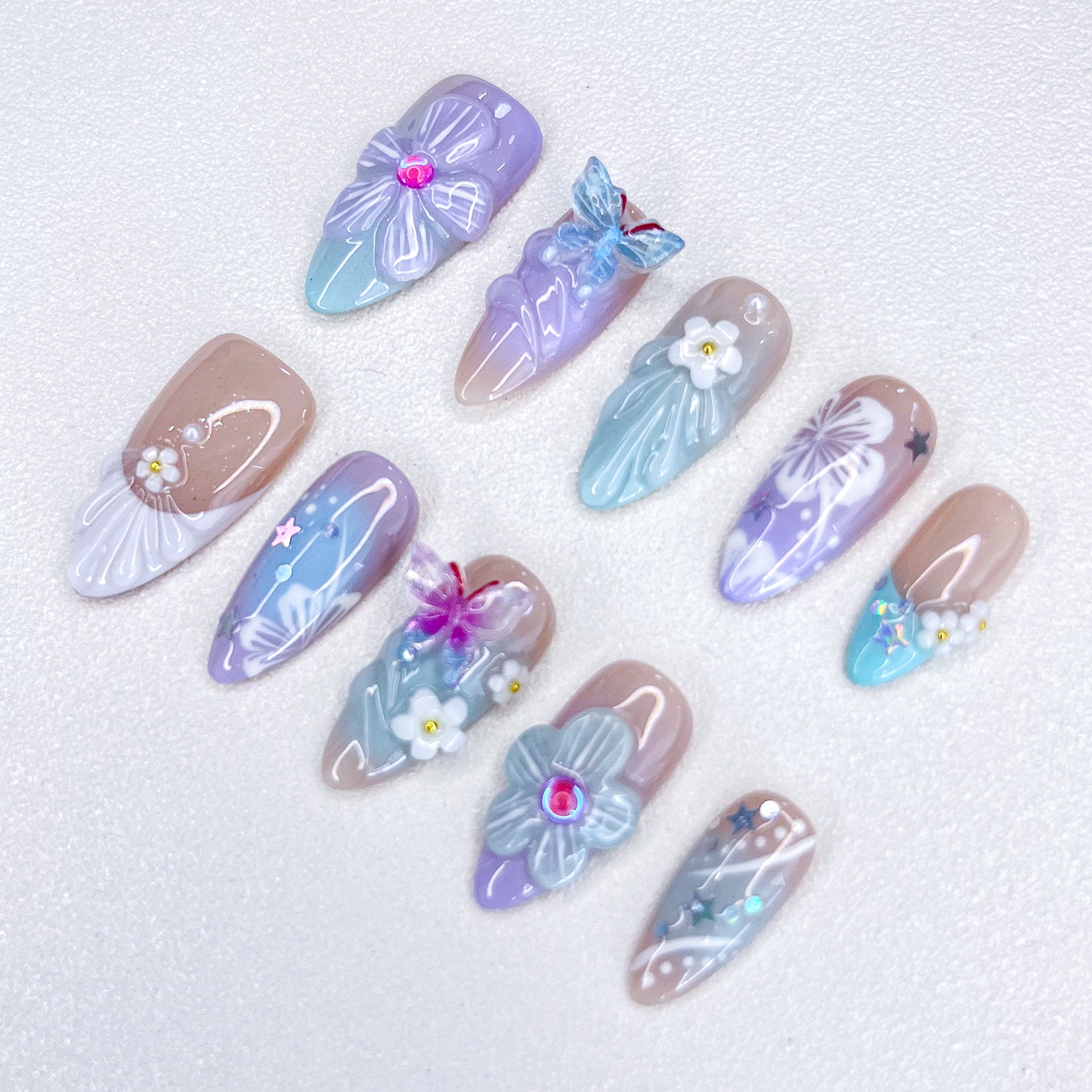 Lavender Butterfly Nails