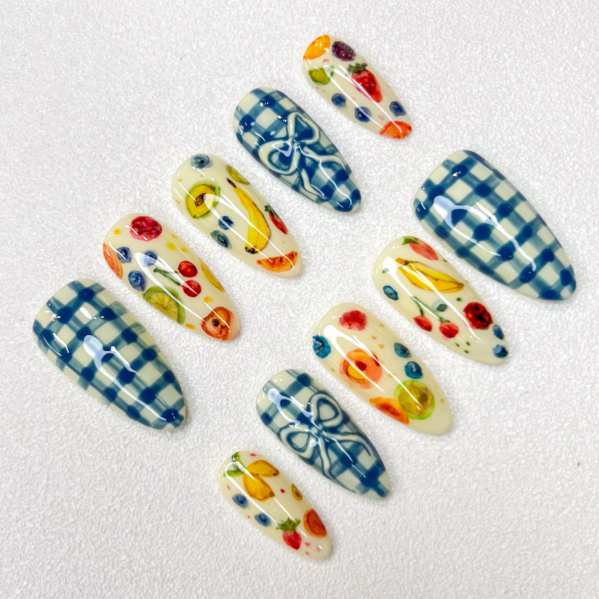 Picnic Fruit Gingham Nails