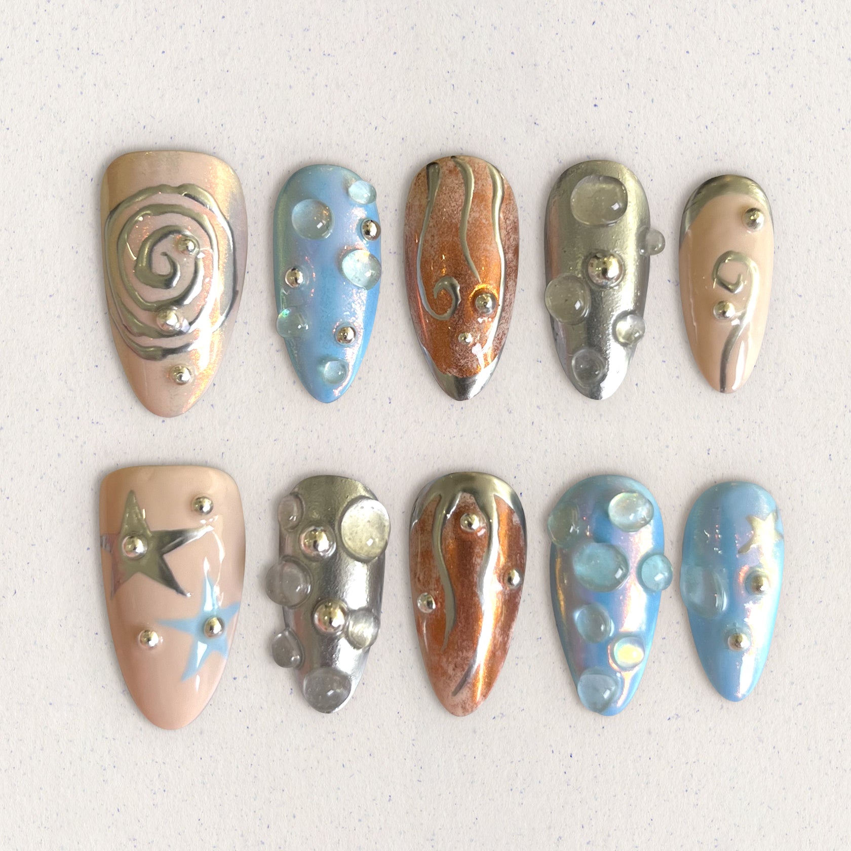 Y2K Bubble Chrome Nails