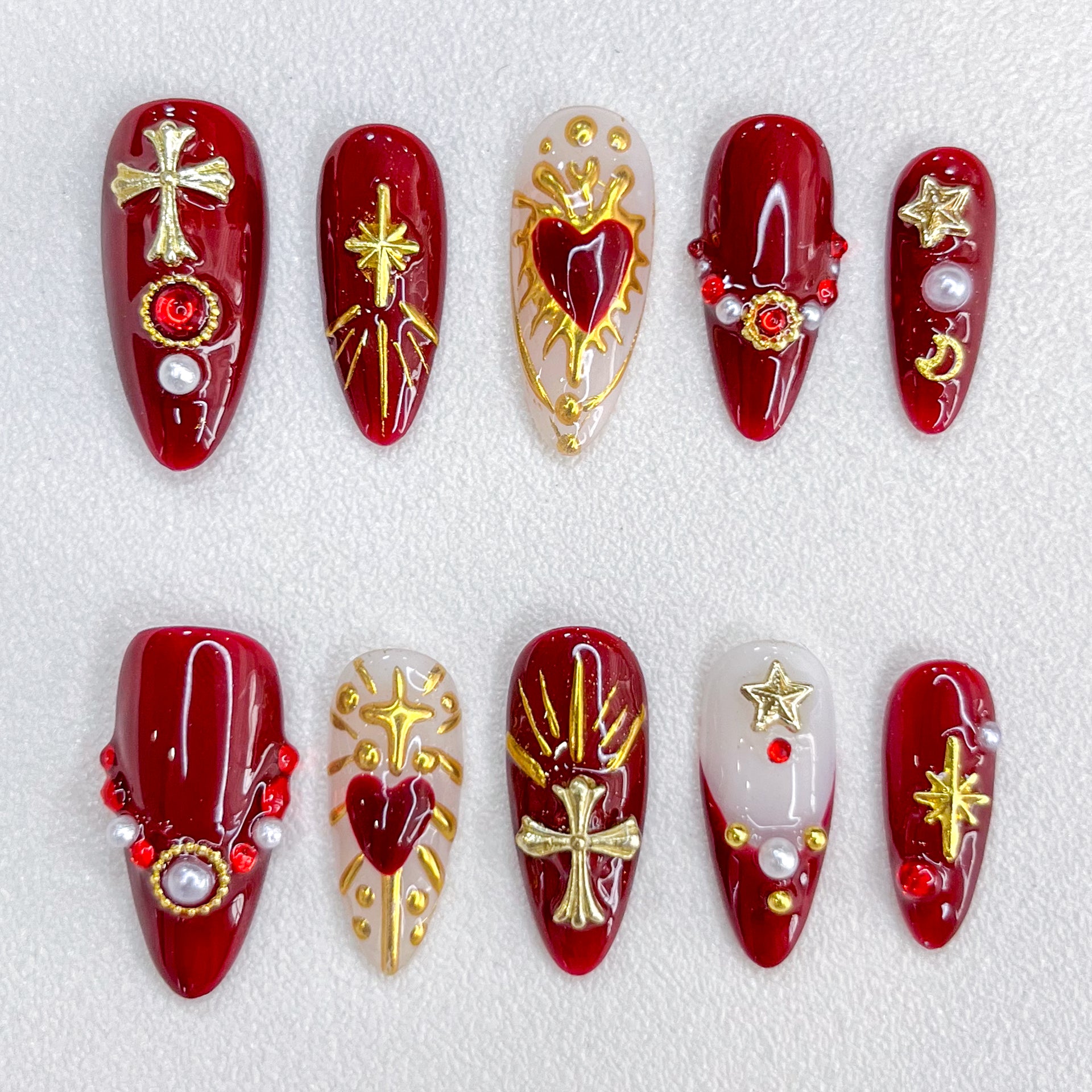 Sacred Red & Gold Nails