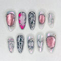 Chrome Melted Heart Nails