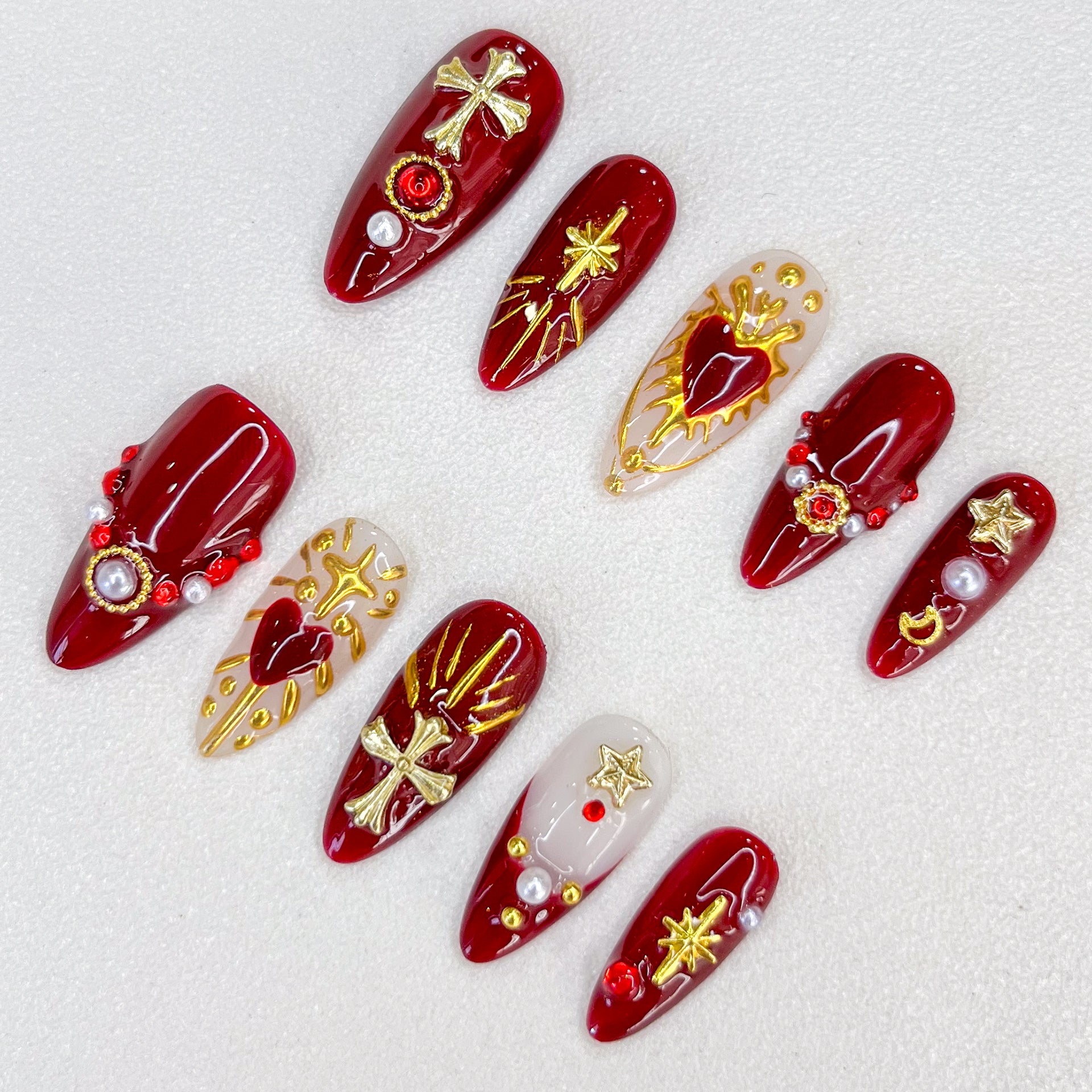 Sacred Red & Gold Nails