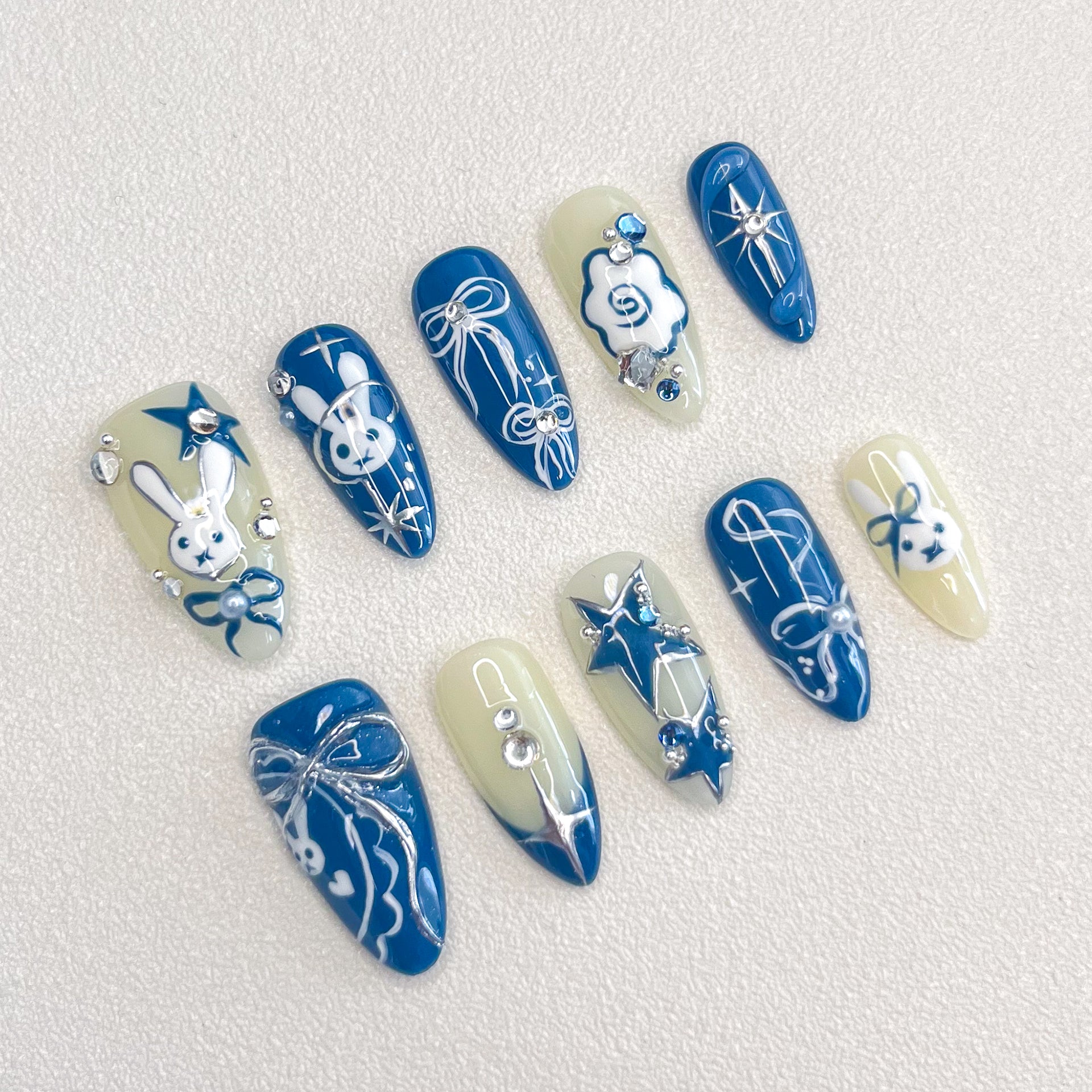 Blue Bunny Coquette Nails