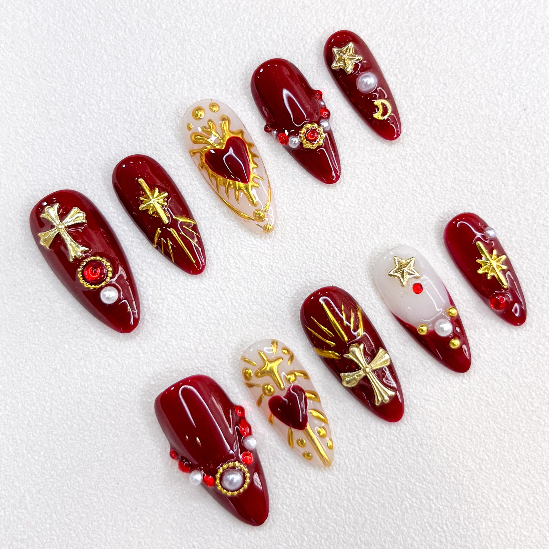Sacred Red & Gold Nails