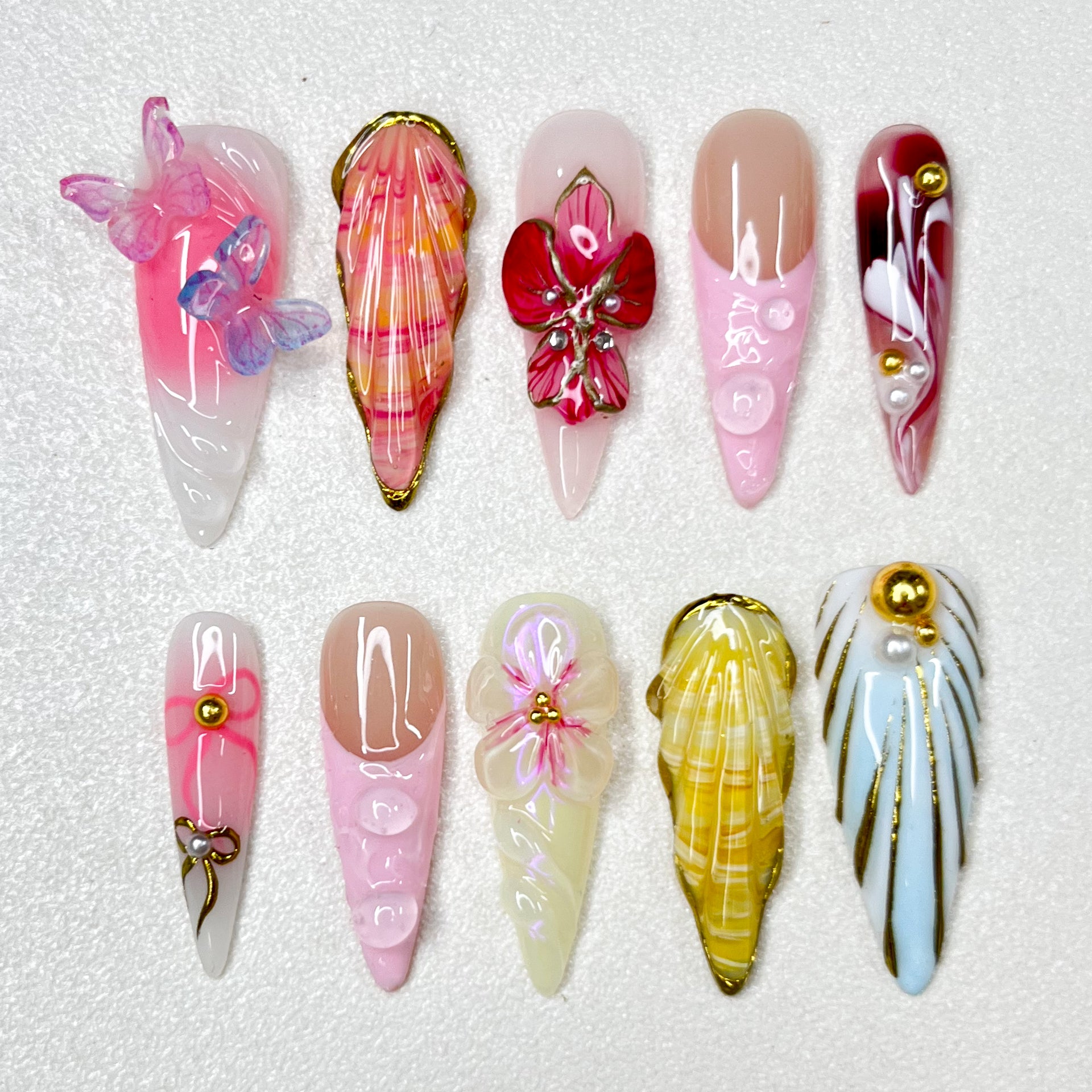 Pink Shell Butterfly Nails