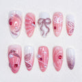 Pink Ballet Bow Nails