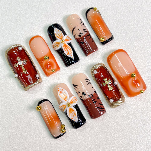 Autumn Cross Orchid Nails