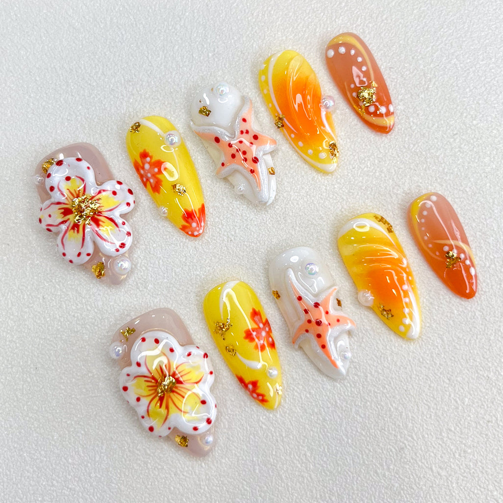 Sunset Hibiscus Nails