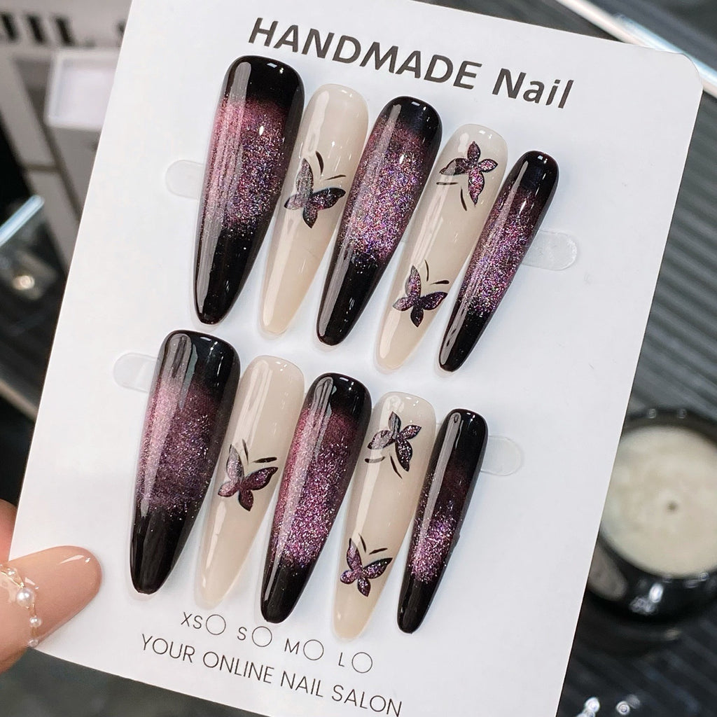 Midnight Butterfly Nails