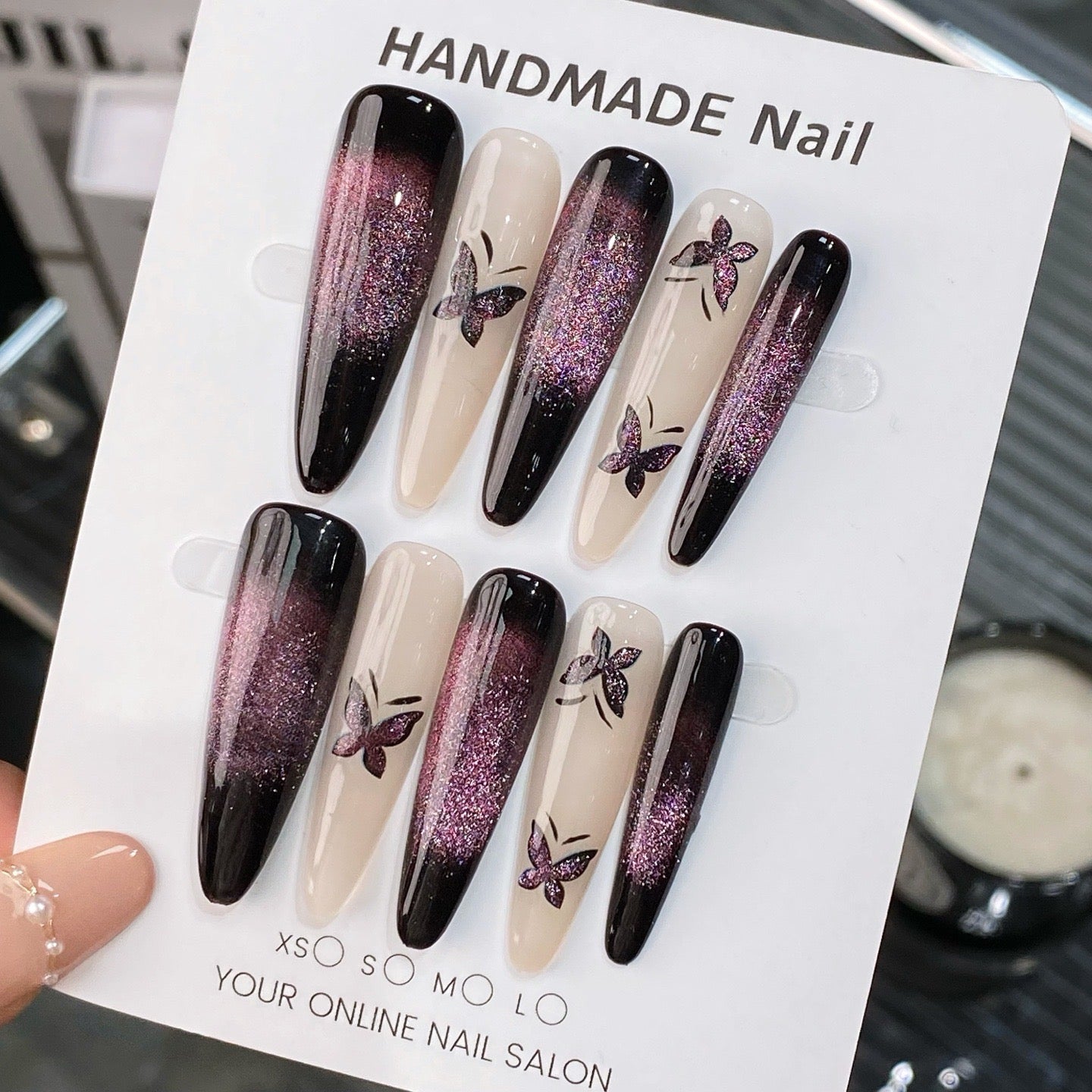 Midnight Butterfly Nails