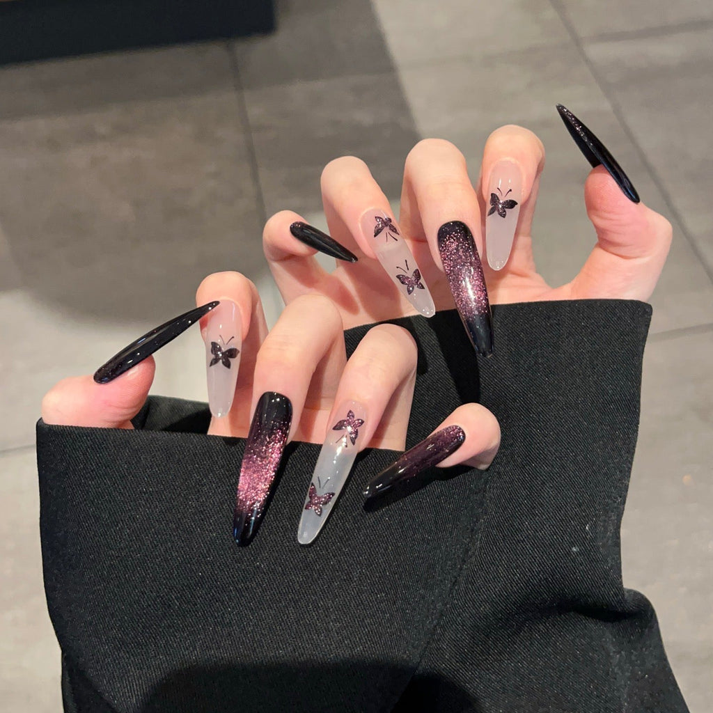 Midnight Butterfly Nails