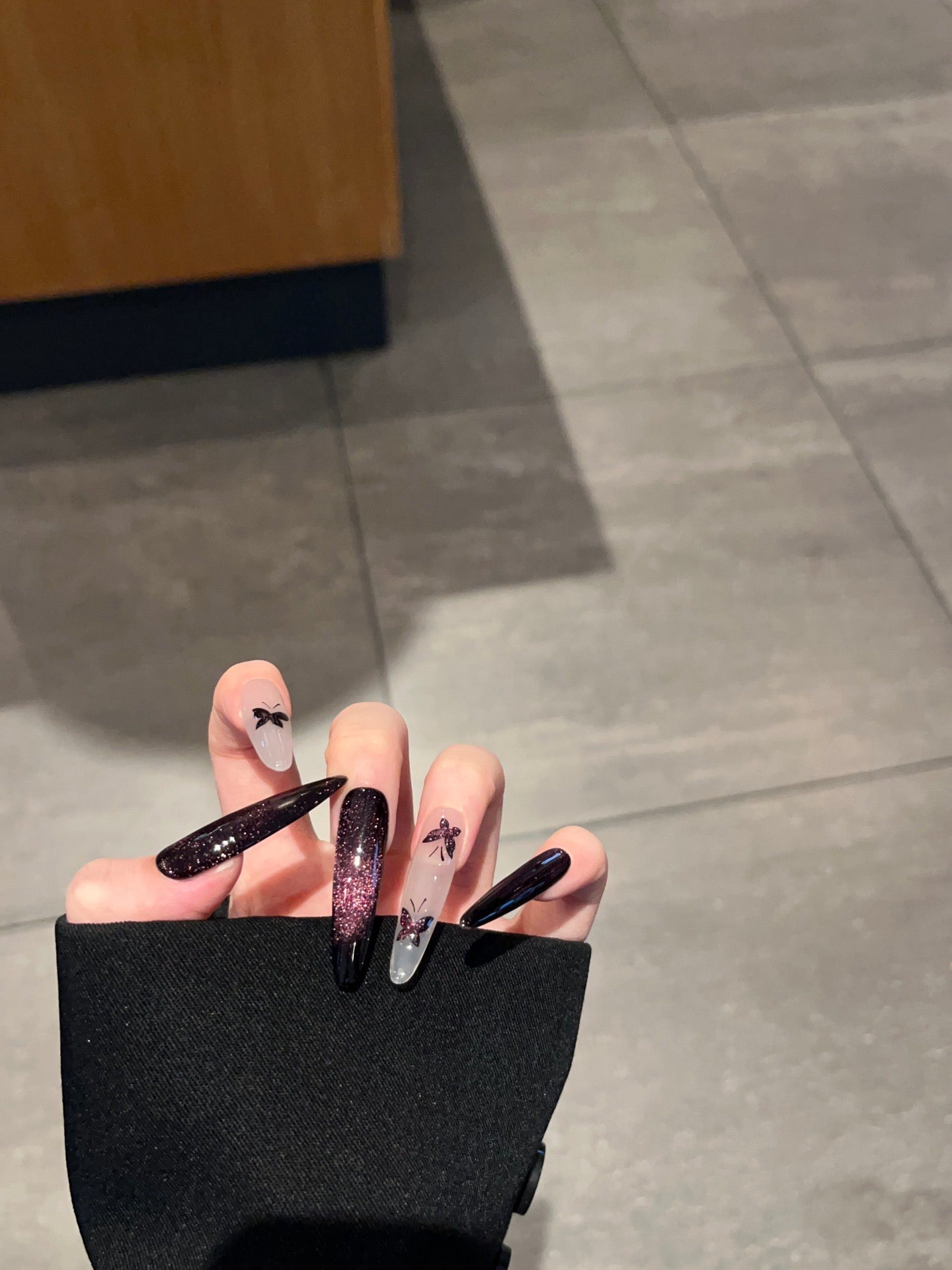 Midnight Butterfly Nails