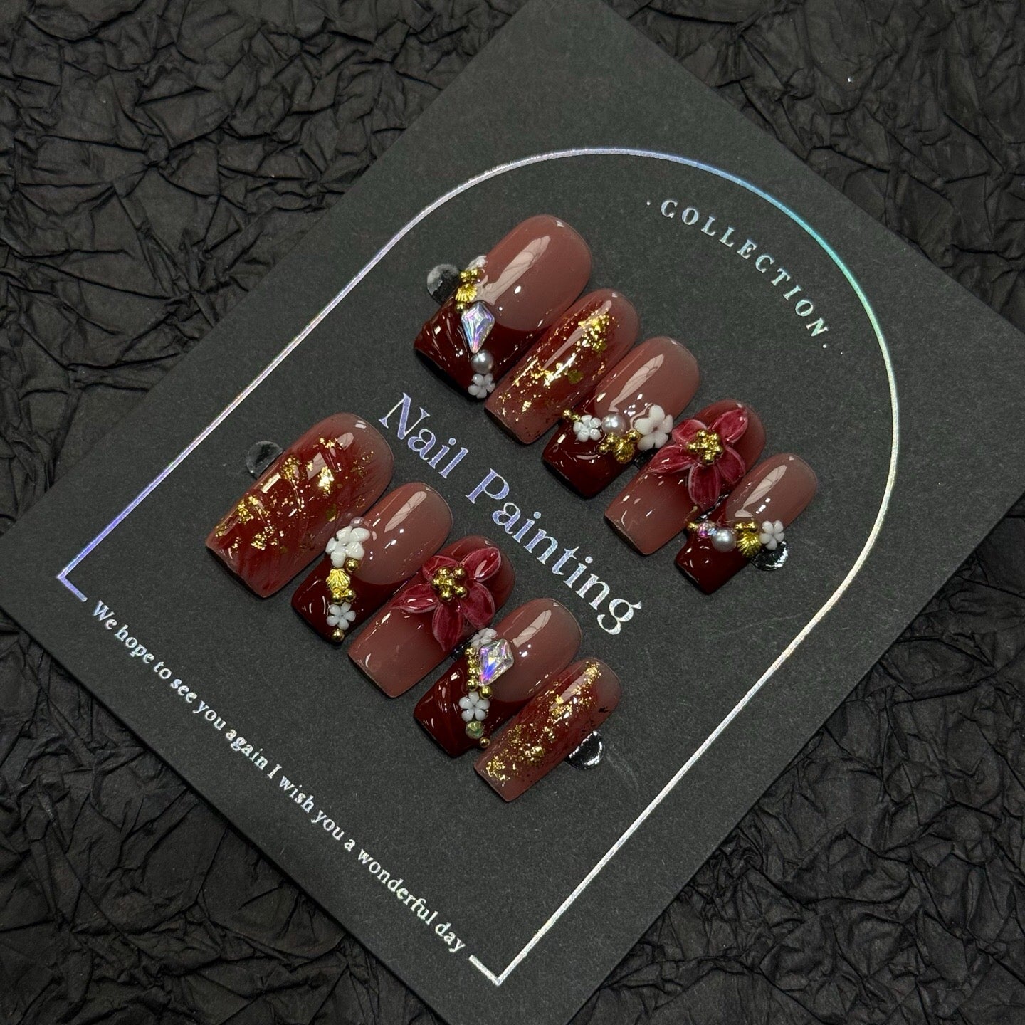 Ruby Bloom Gold Nails