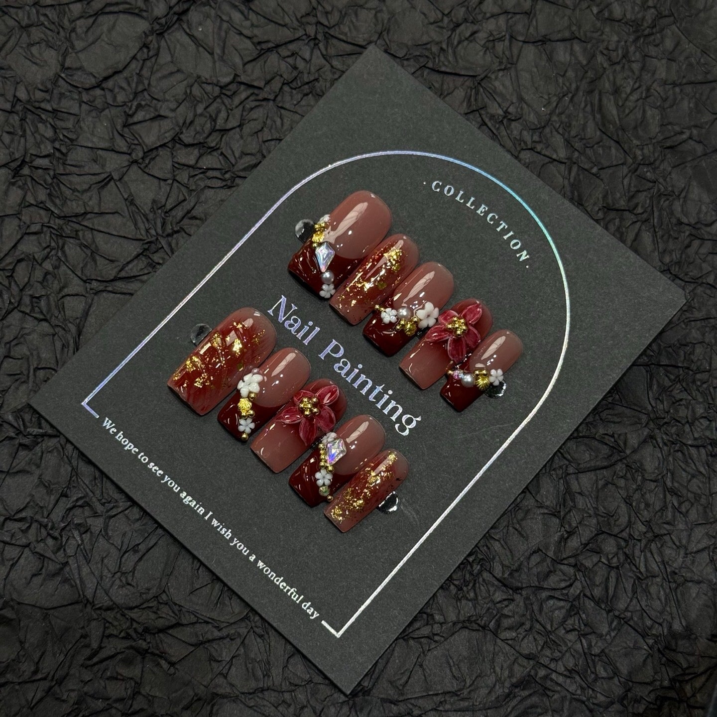 Ruby Bloom Gold Nails