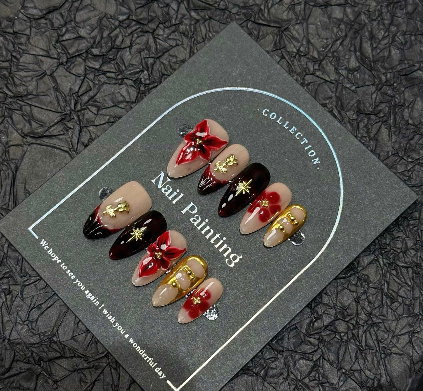 Ruby Bloom Gold French Nails