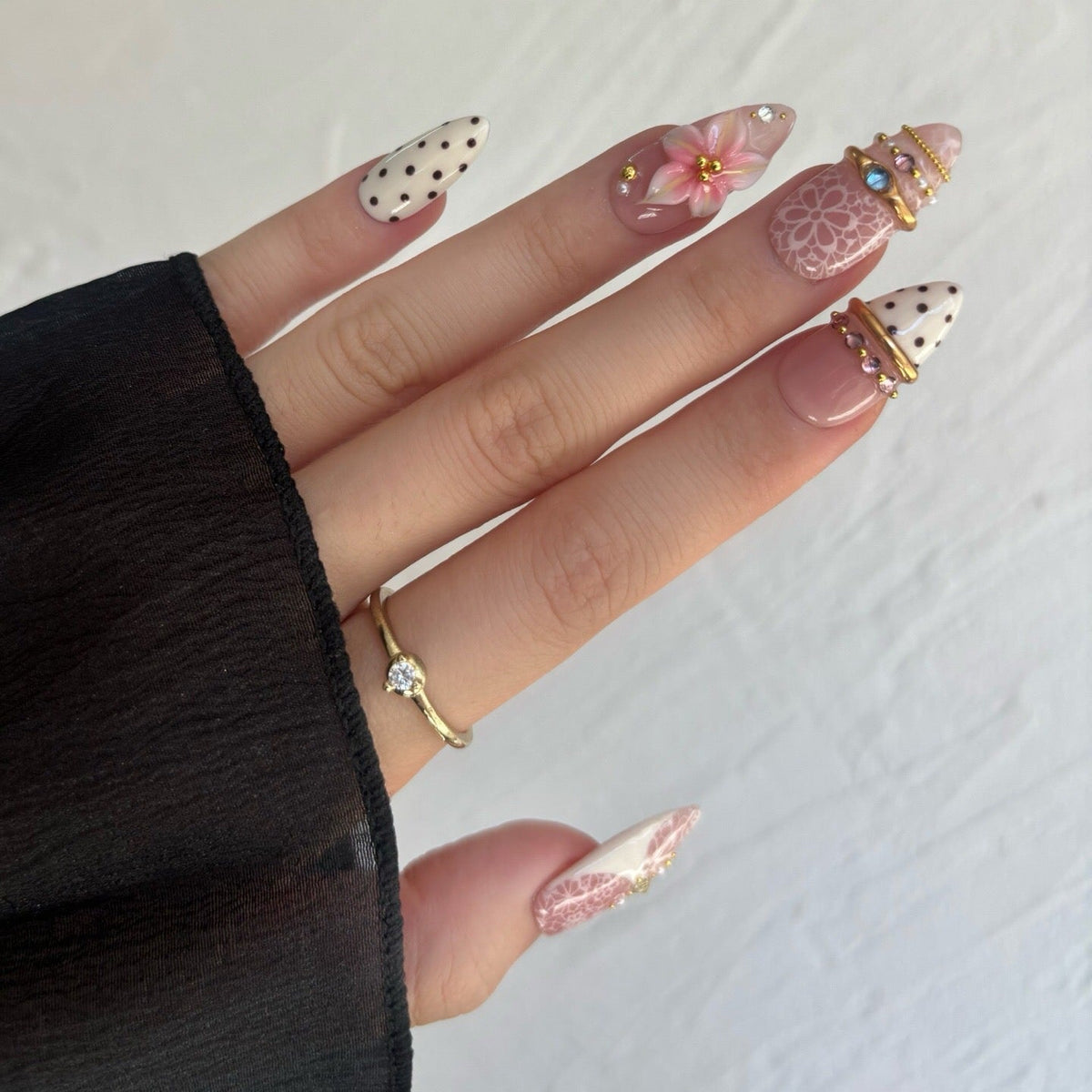 Pink Lace Polka Floral