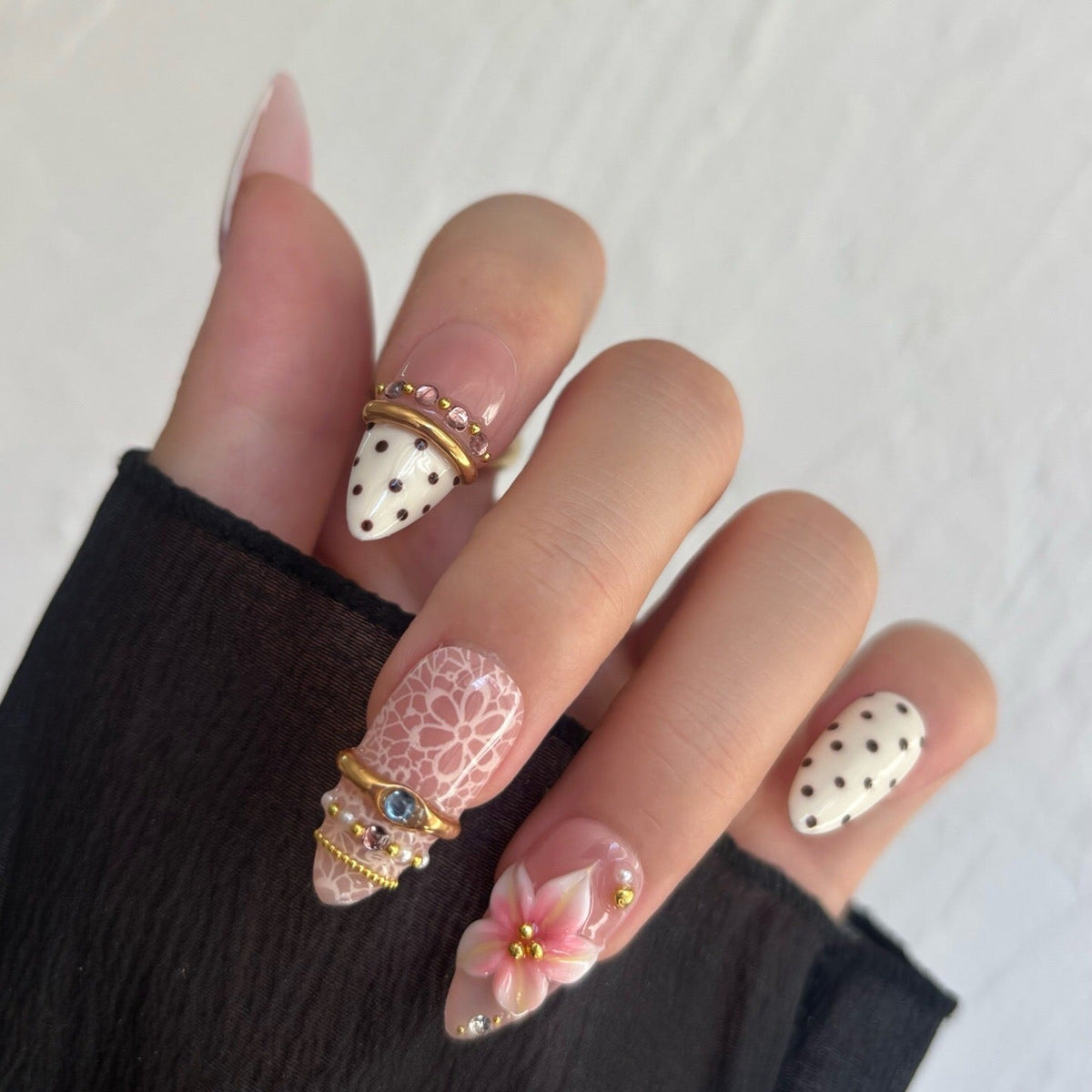Pink Lace Polka Floral