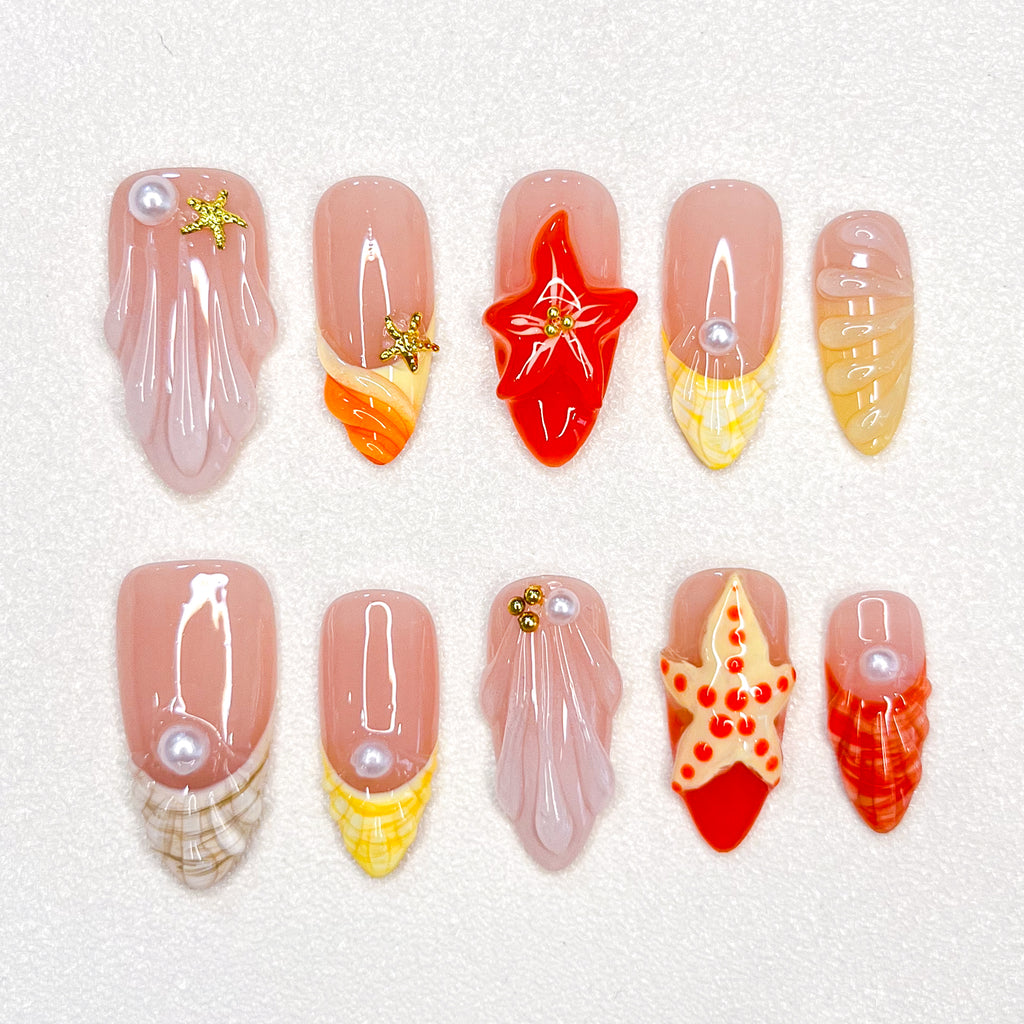 Sunset Starfish Nails