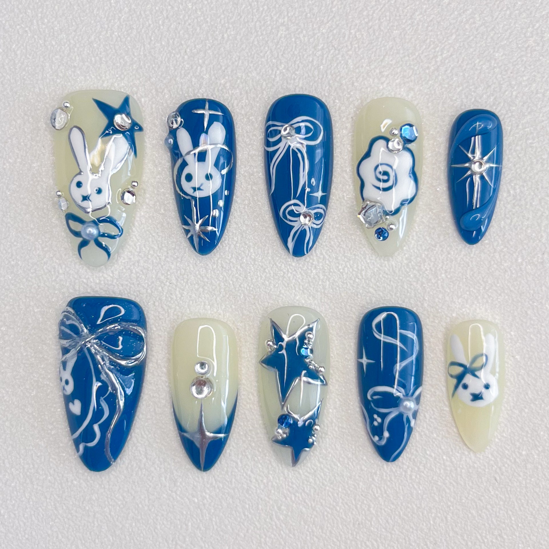 Blue Bunny Coquette Nails