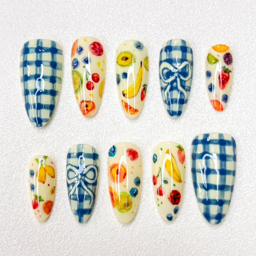 Picnic Fruit Gingham Nails