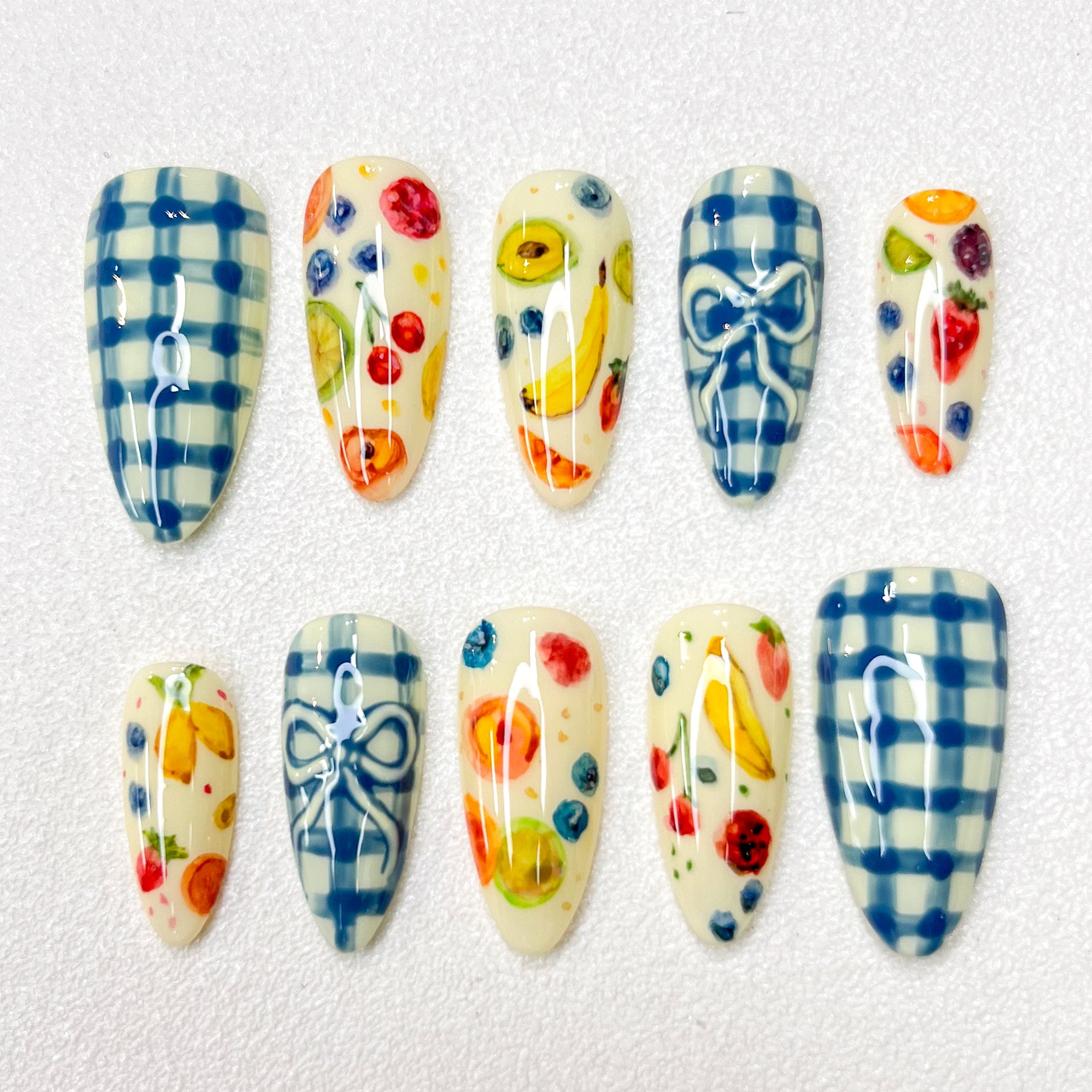 Picnic Fruit Gingham Nails