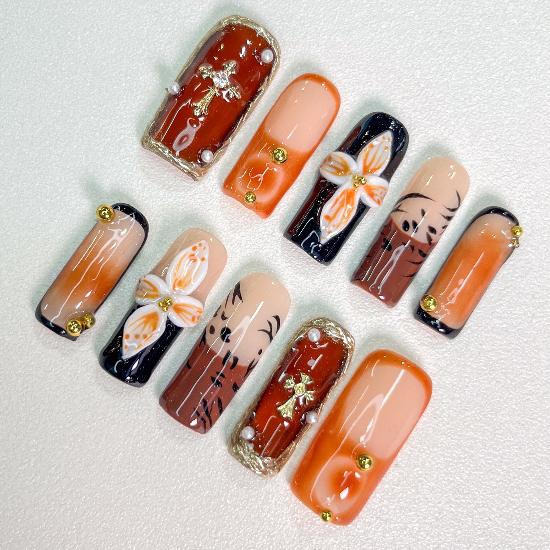 Autumn Cross Orchid Nails