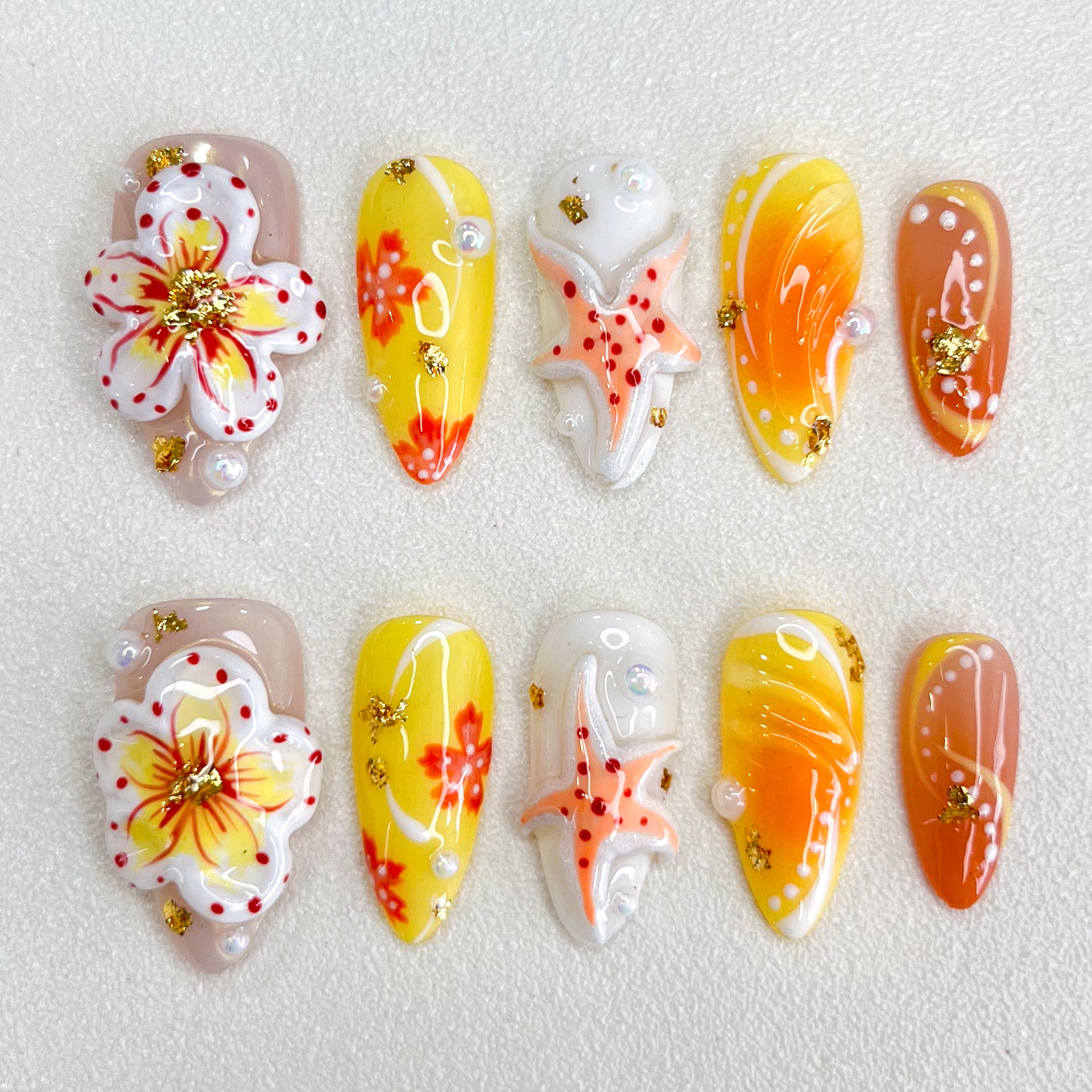 Sunset Hibiscus Nails