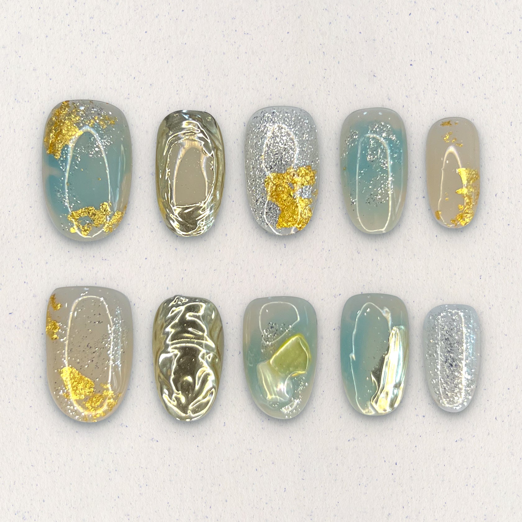 Aqua Opal Marble Nails