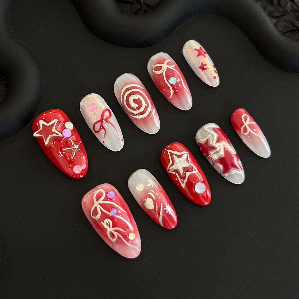 Candy Star Bow Nails